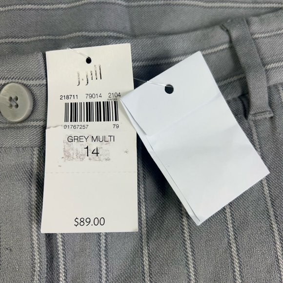 J. Jill Womens Linen Stretch Cropped Pants Gray Stripe High Rise Pockets 14 New - Picture 12 of 12